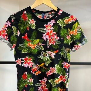 Tropical Floral Black T-Shirt